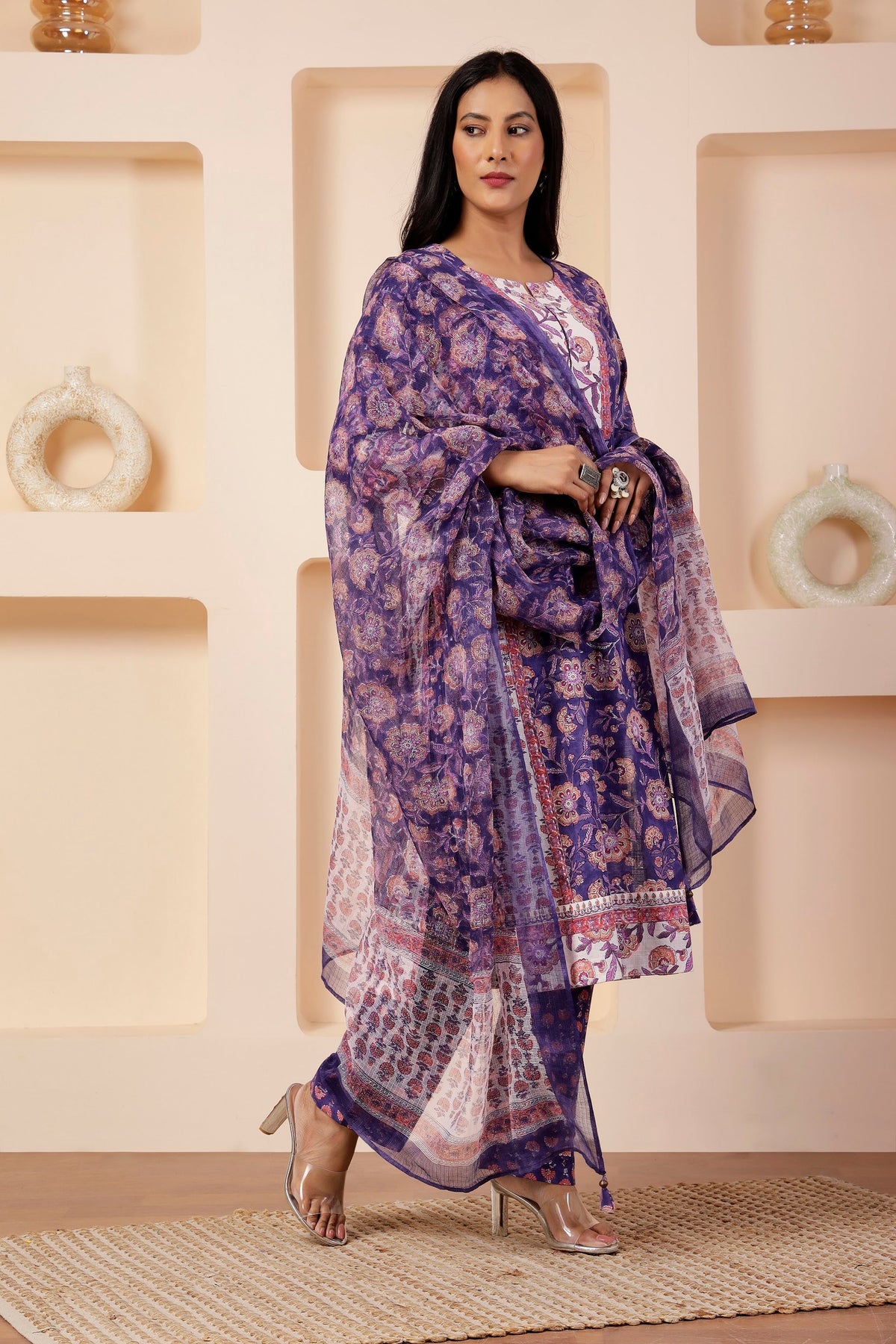 Hand-Block Printed Kota Doria Accent Dupatta