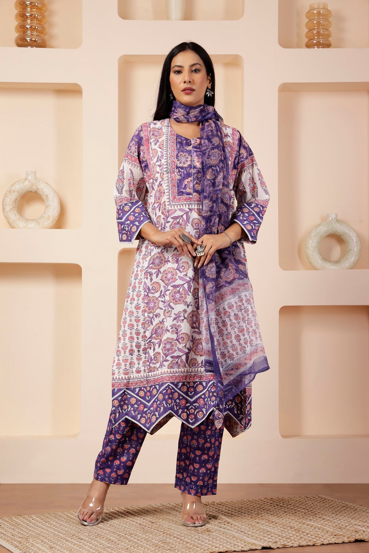 Royal Violet Sheer Cotton Kota Doria Dupatta