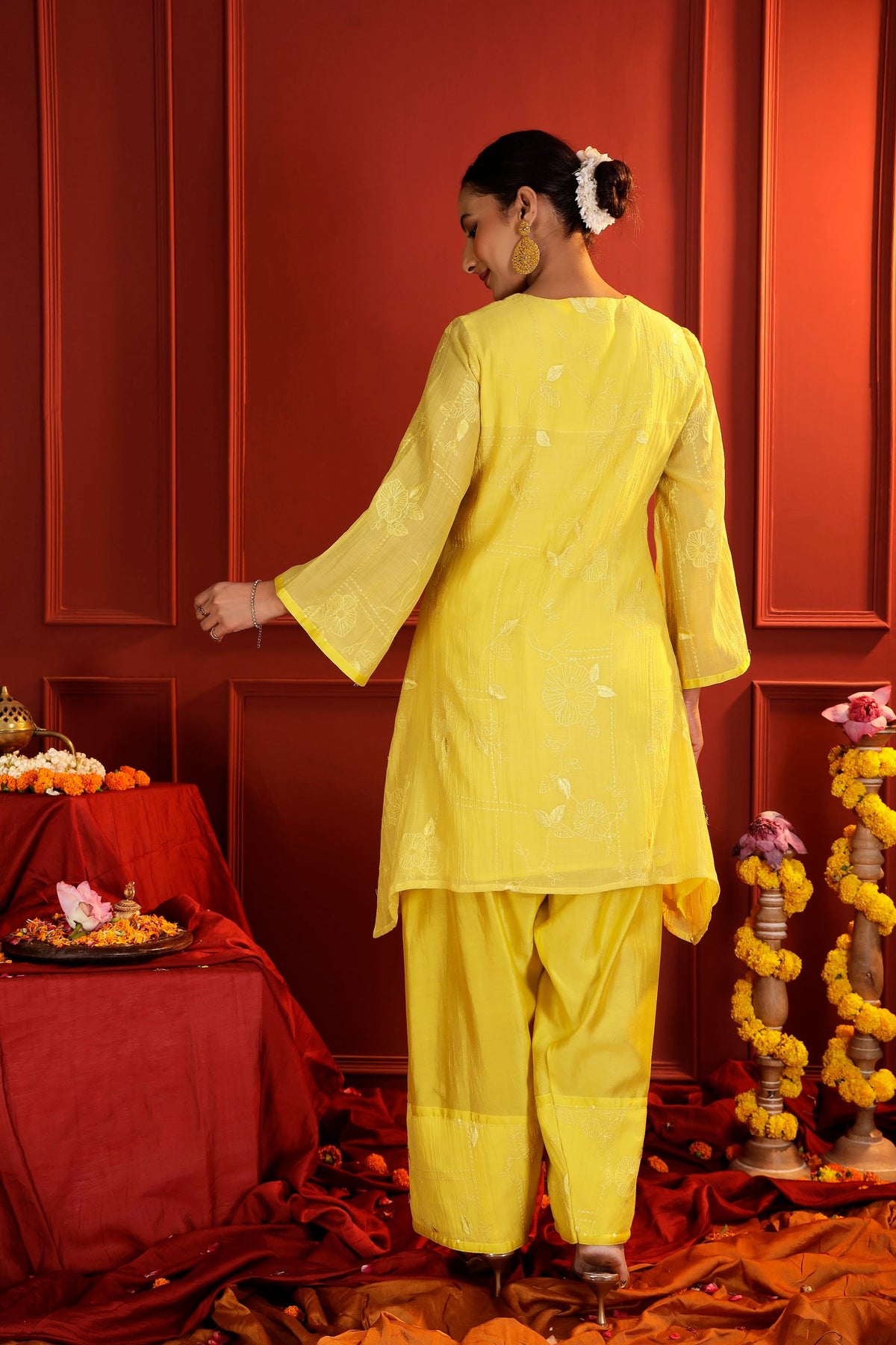 Sunshine Yellow Mul Chanderi Tunic & Farshi Salwar Set