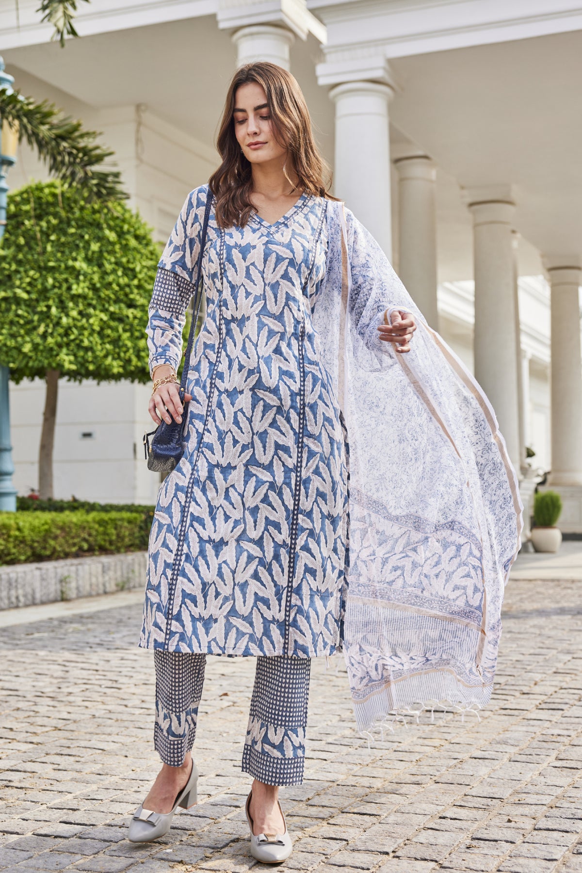 hand block straight long kurta for women