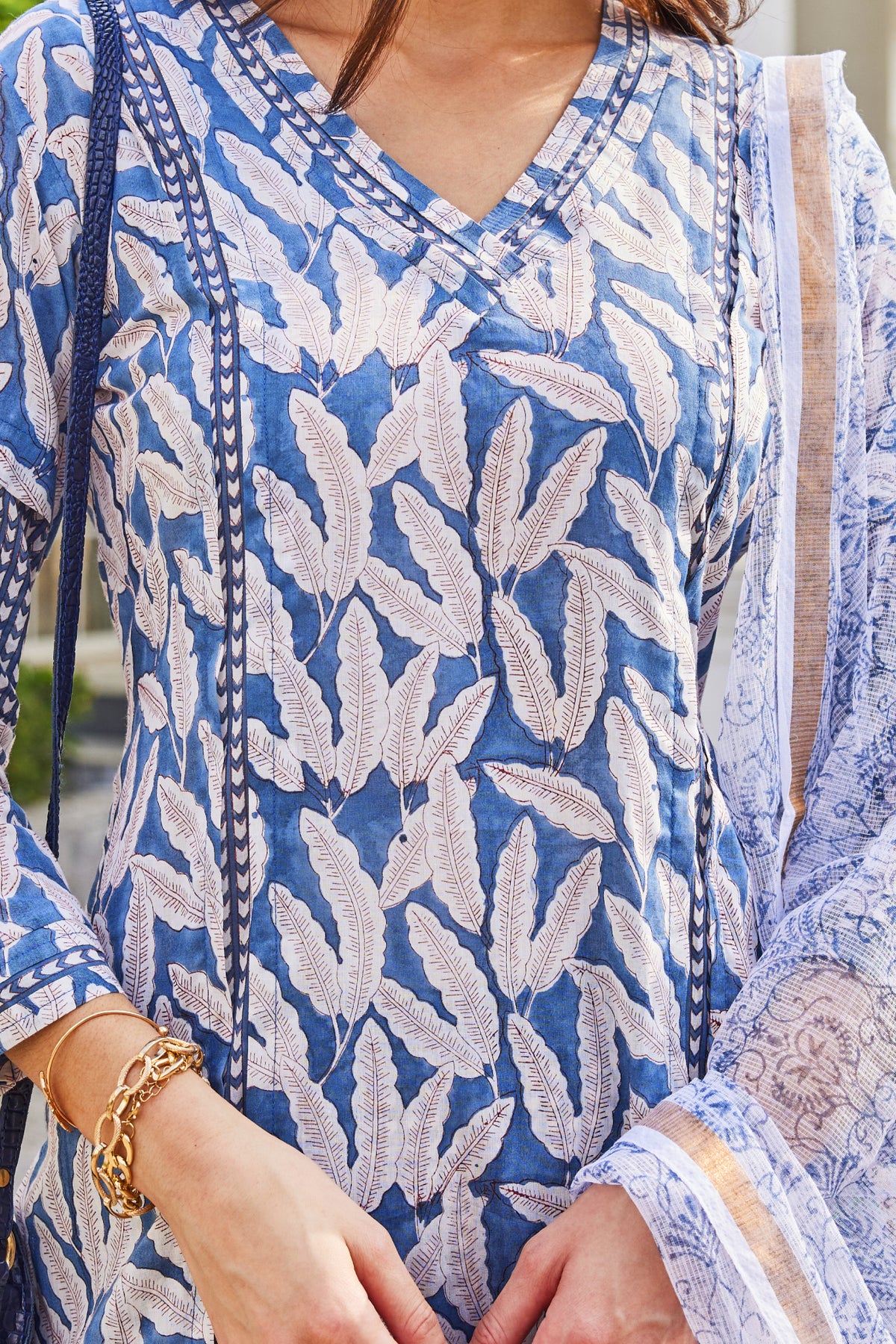 Hand-Blocked Cotton Mul Long Kurta