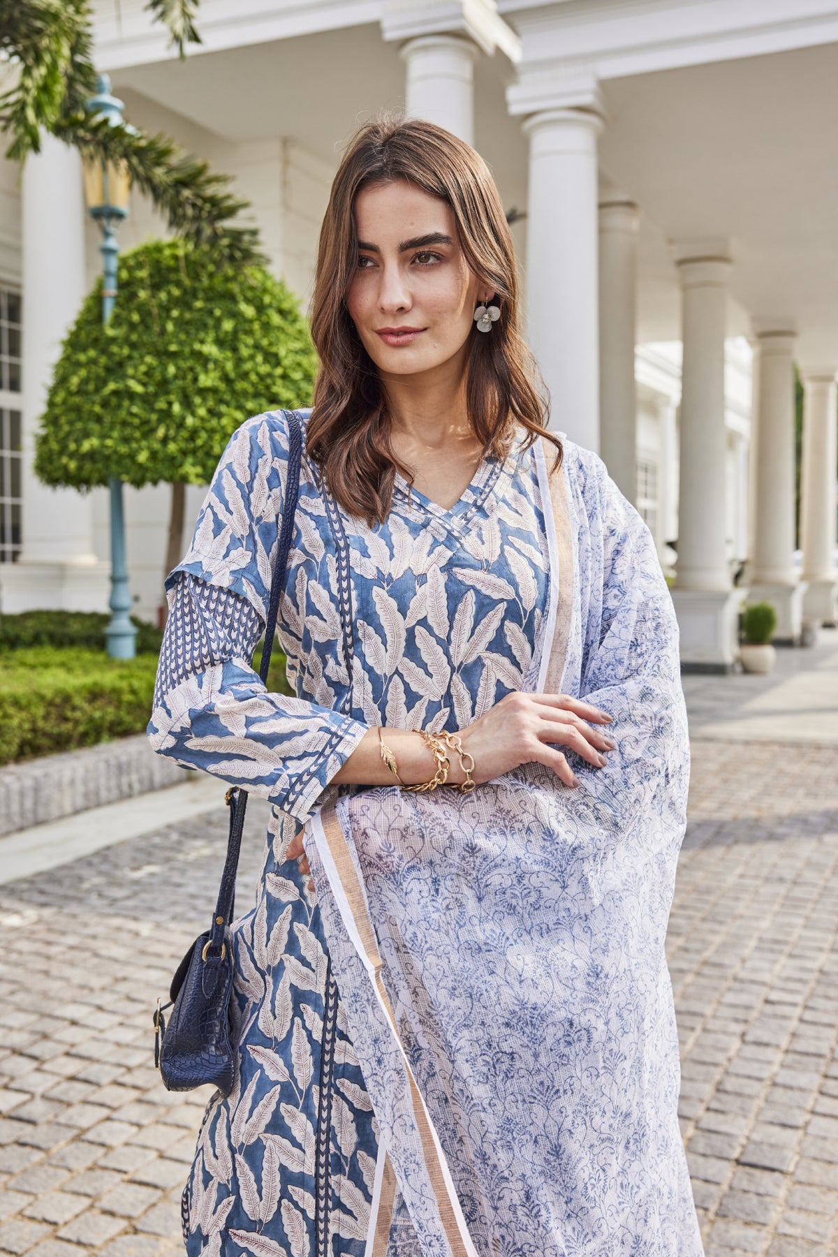Hand-Blocked Cotton Mul Long Kurta