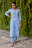 Light Blue Floral Hand Block Print Floral Ethnic Trouser