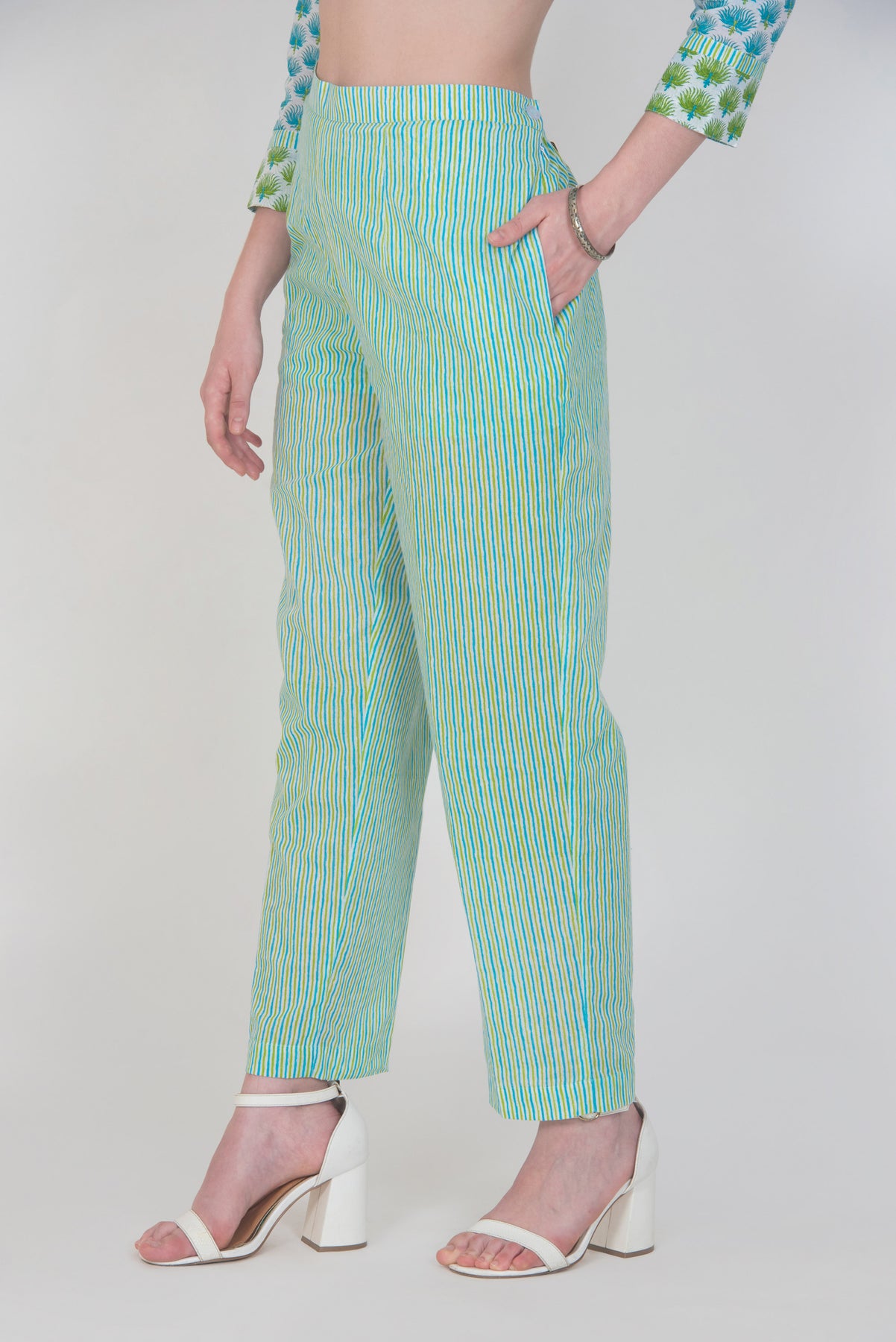 Striped brushed linen pants | ARMANI EXCHANGE Woman