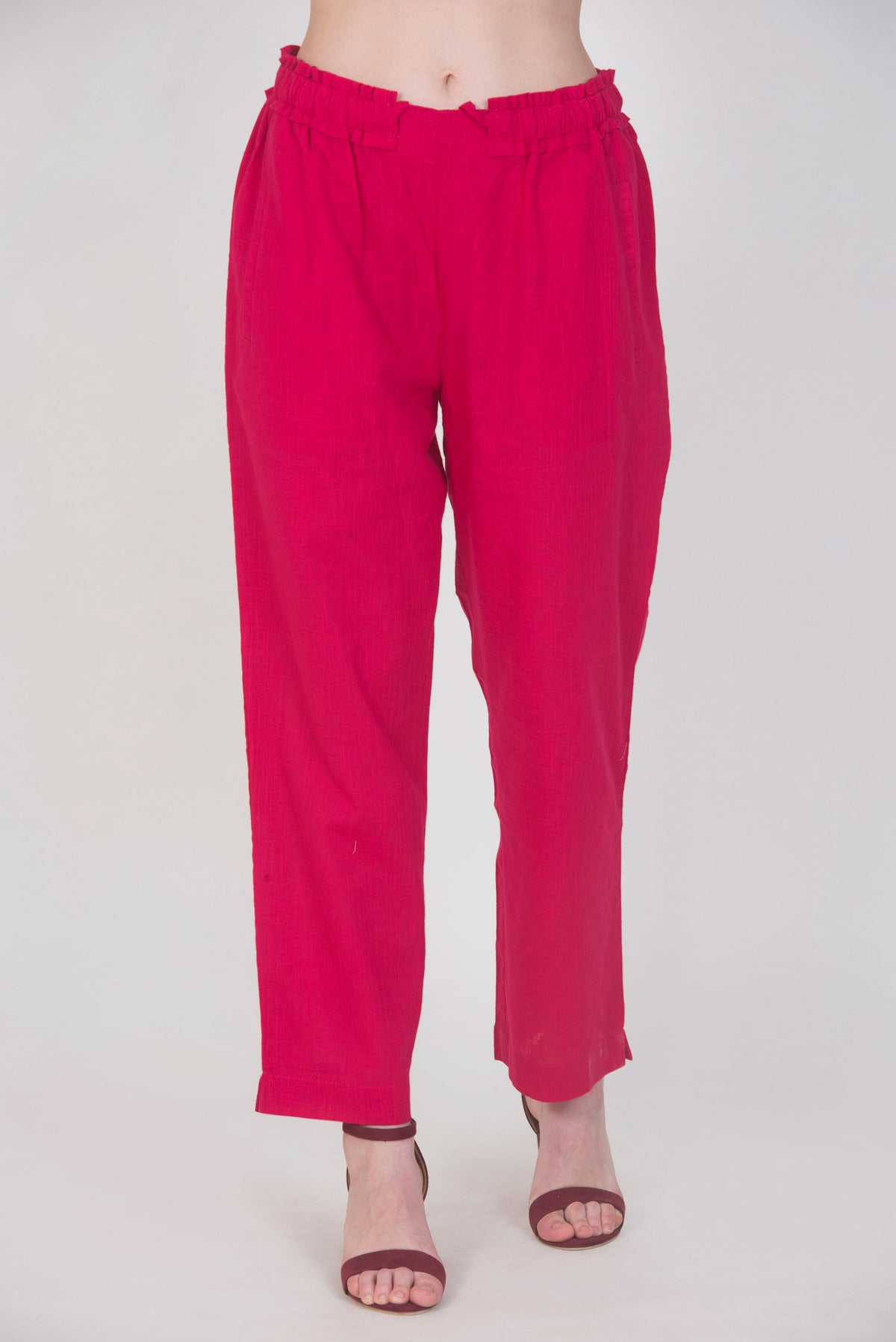 Rani Pink Solid Pants with pocket