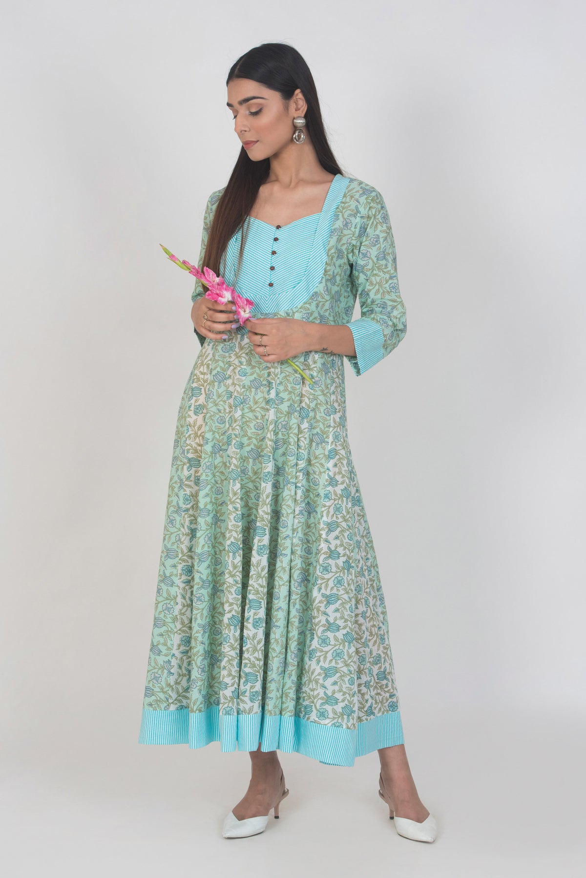 Mulmul Cotton Printed Anarkali Dress