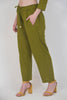 Olive Green Solid Pants with pocket