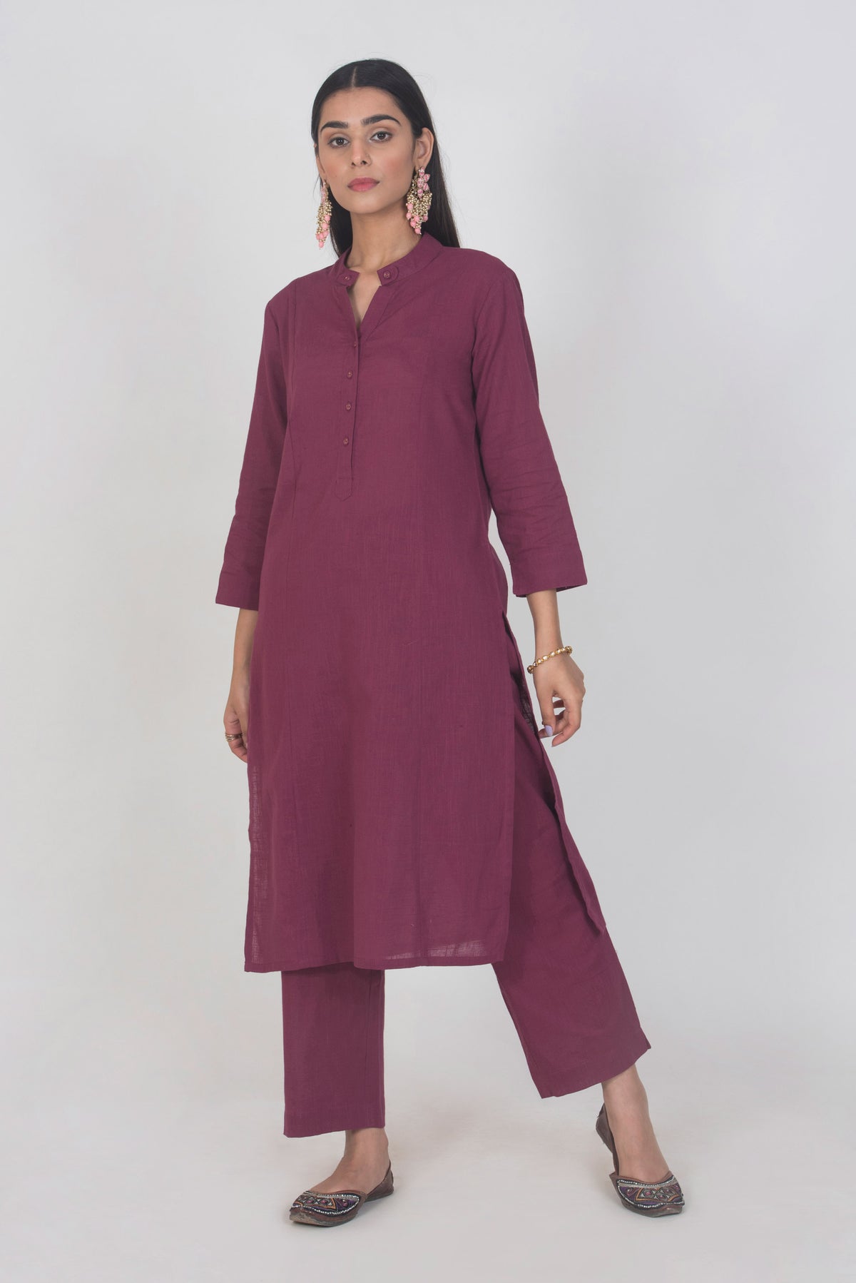 Slub Cotton Solid Kurta