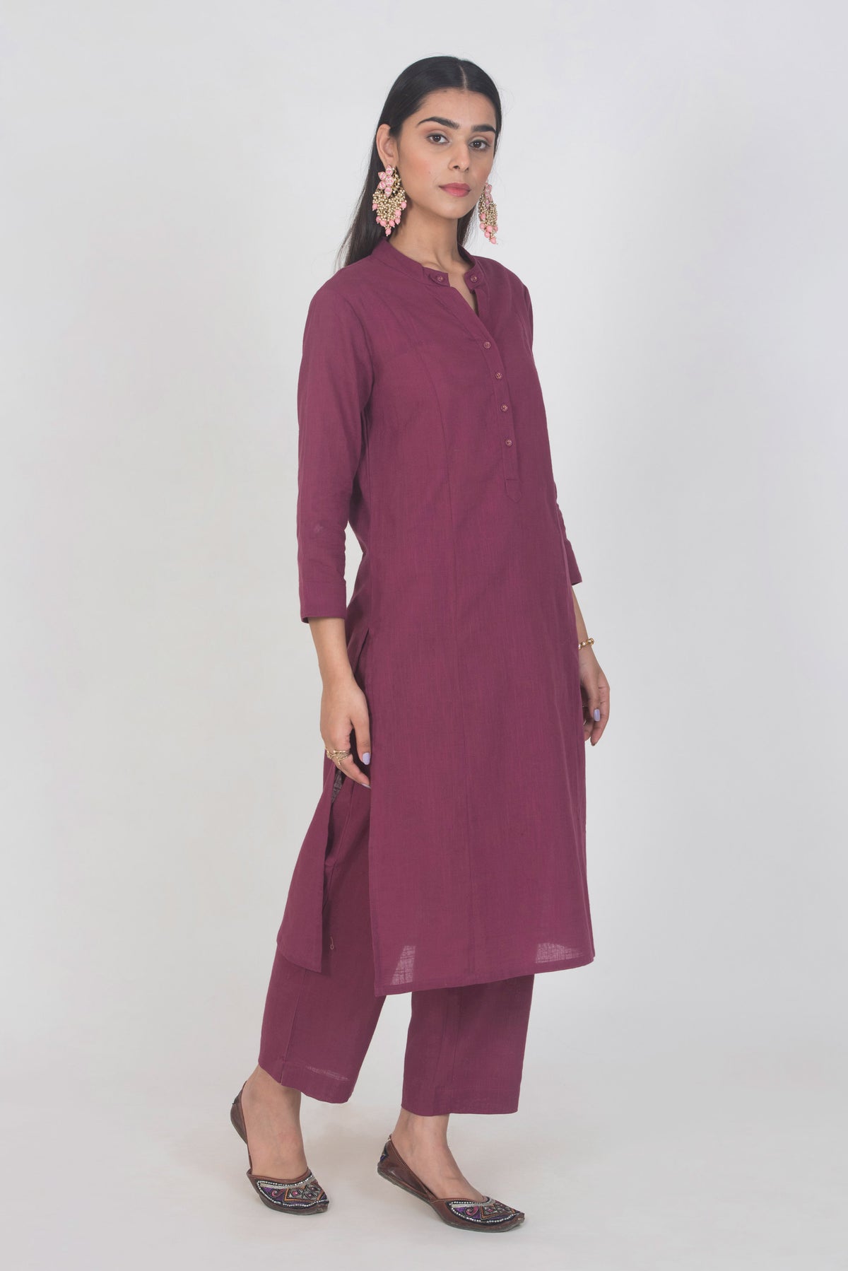 Slub Cotton Solid Kurta
