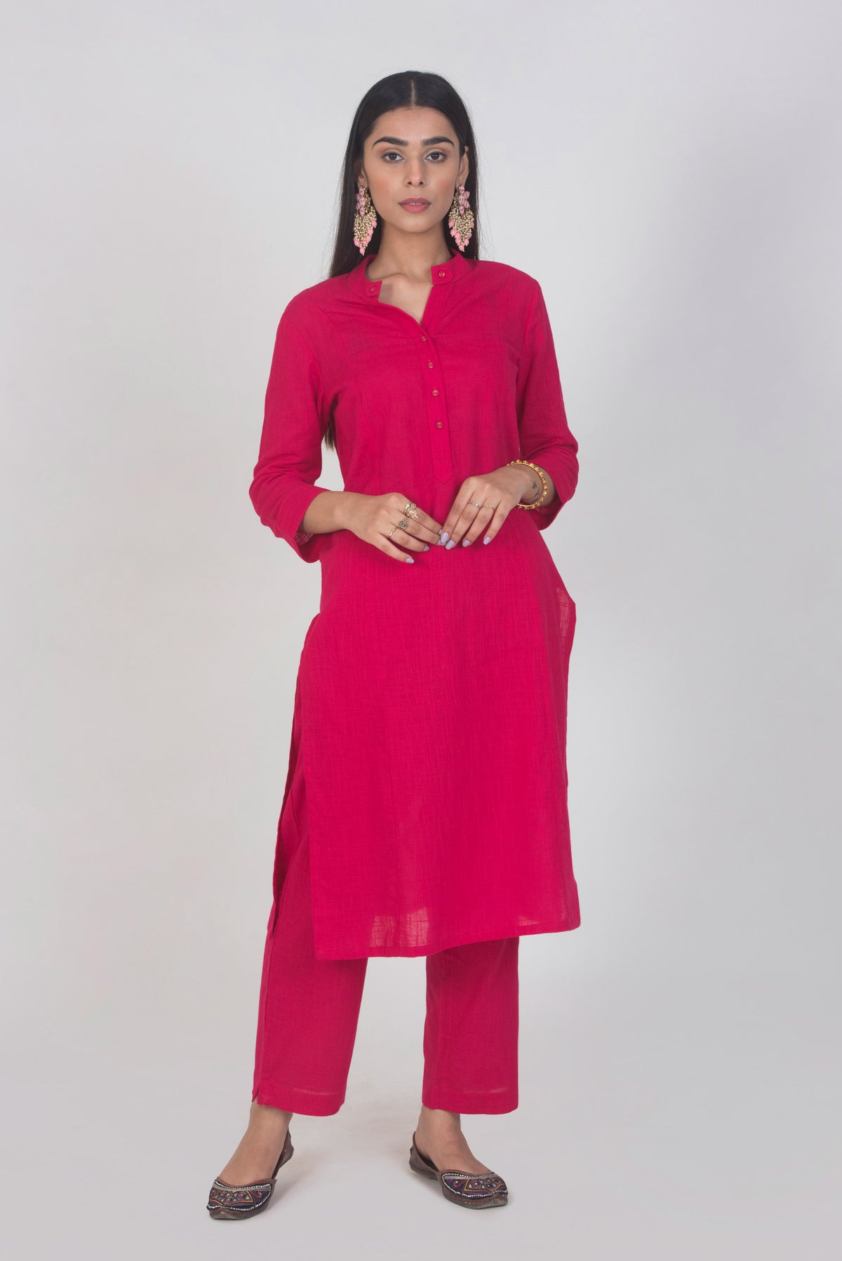 Slub Cotton Solid Kurta
