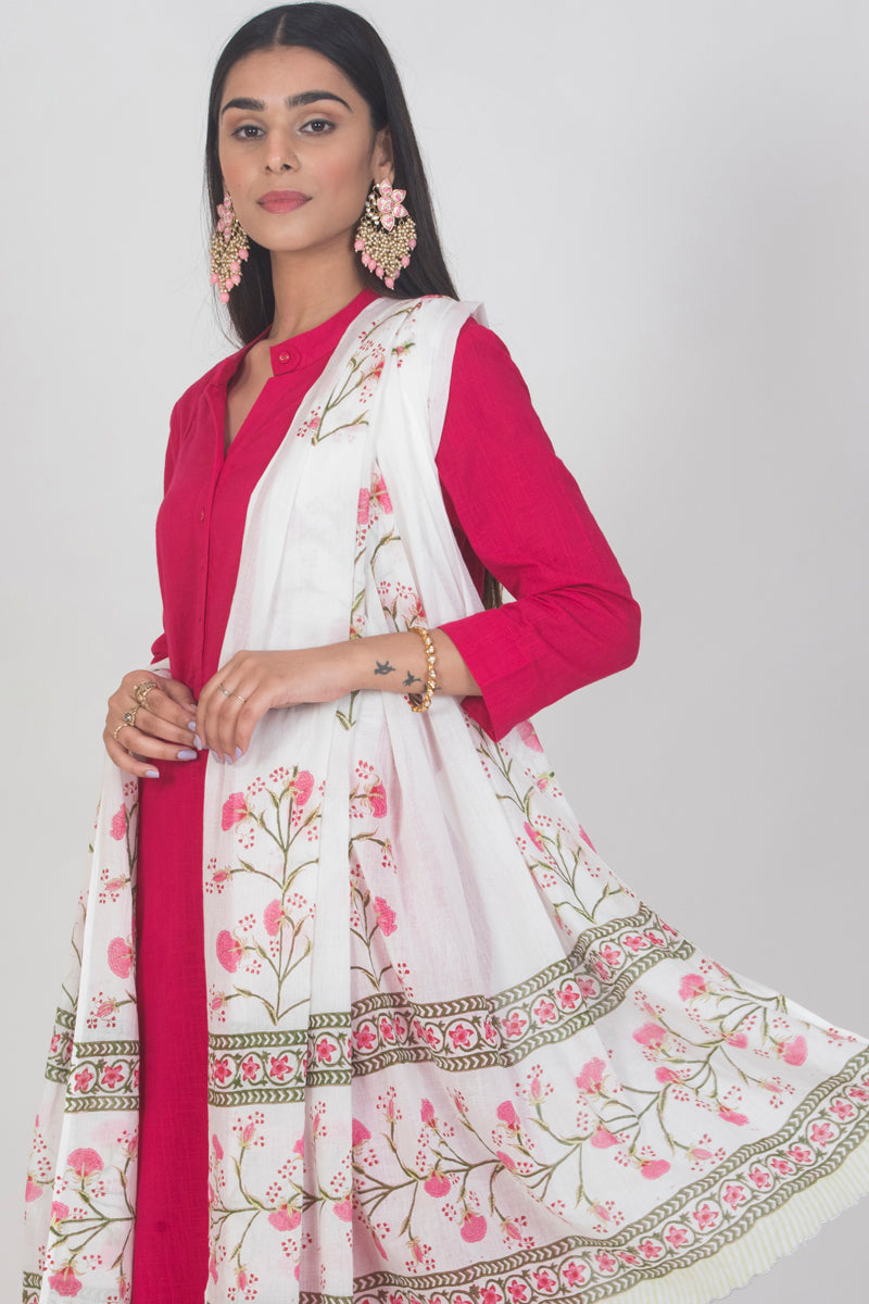Hand Block Print Mul Mul Dupatta