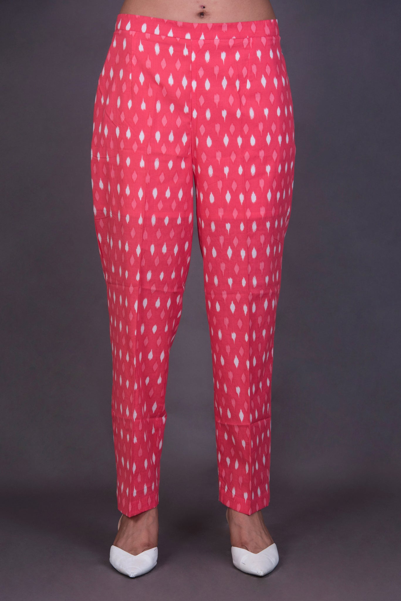 Pink Printed Straight Fit Pants