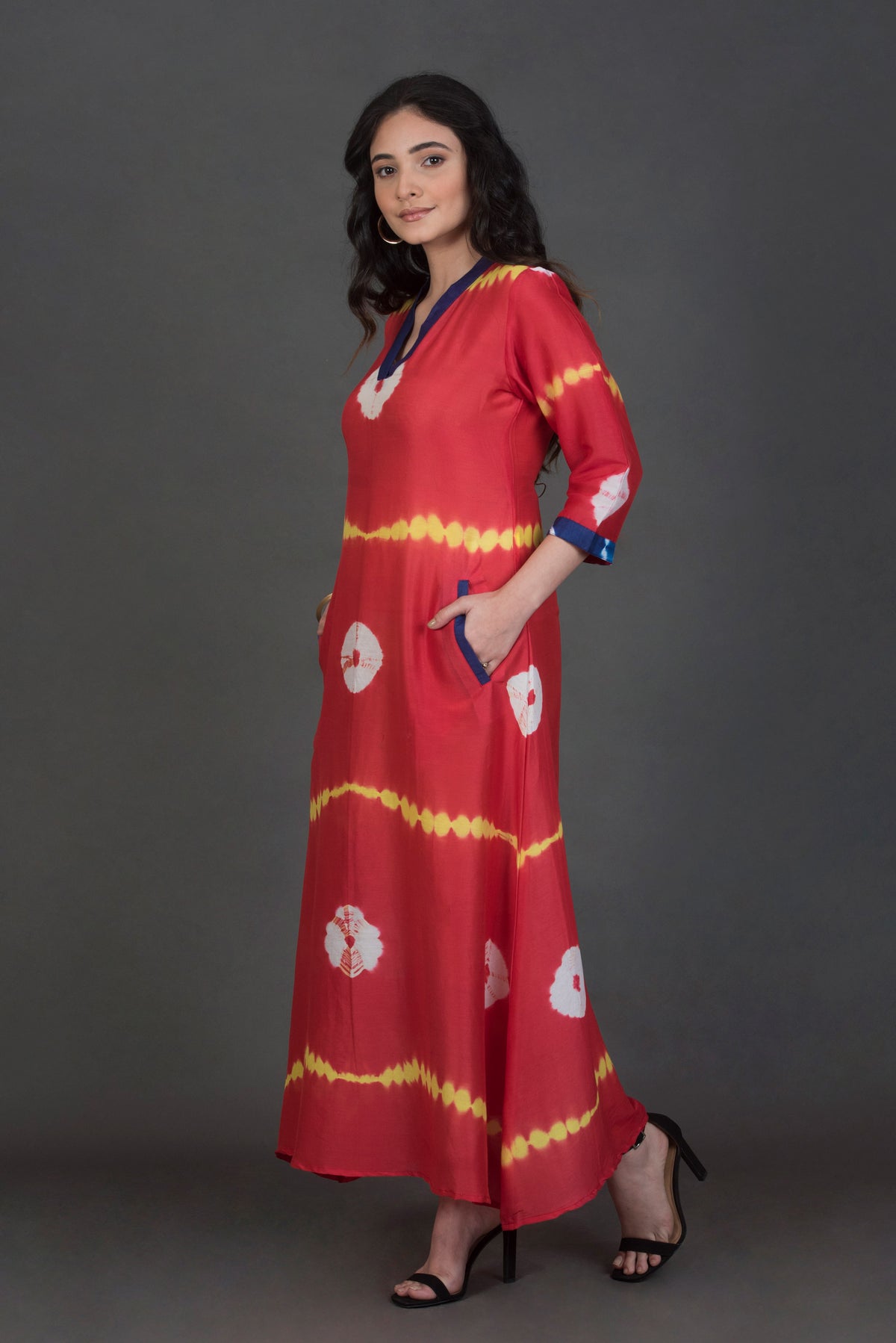 Cotton Silk Shibori Print Dress
