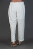 White Solid Pants with pocket