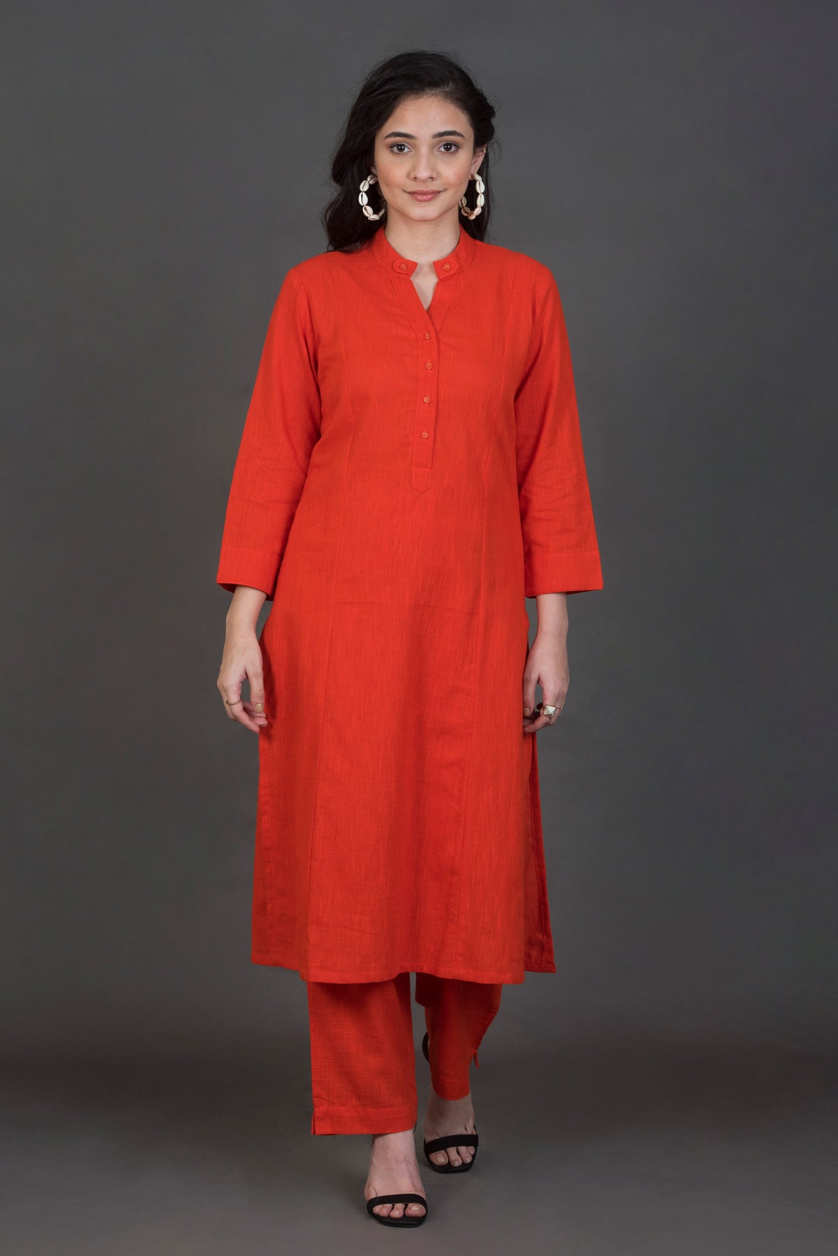 Slub Cotton Solid Kurta