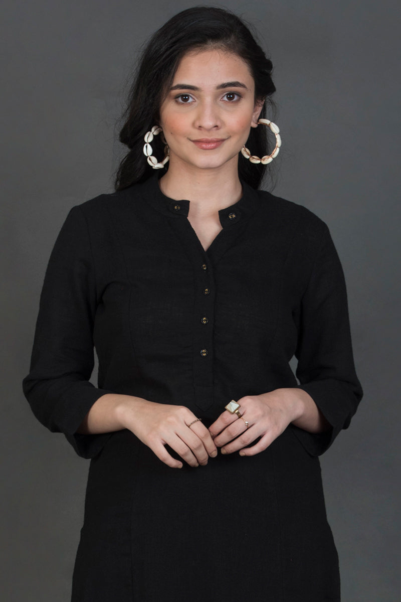Slub Cotton Solid Kurta