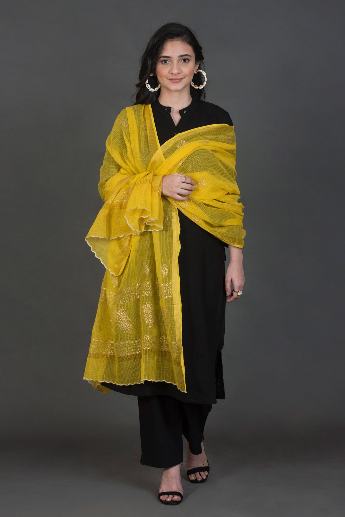 Yellow Kota Doria Dupatta