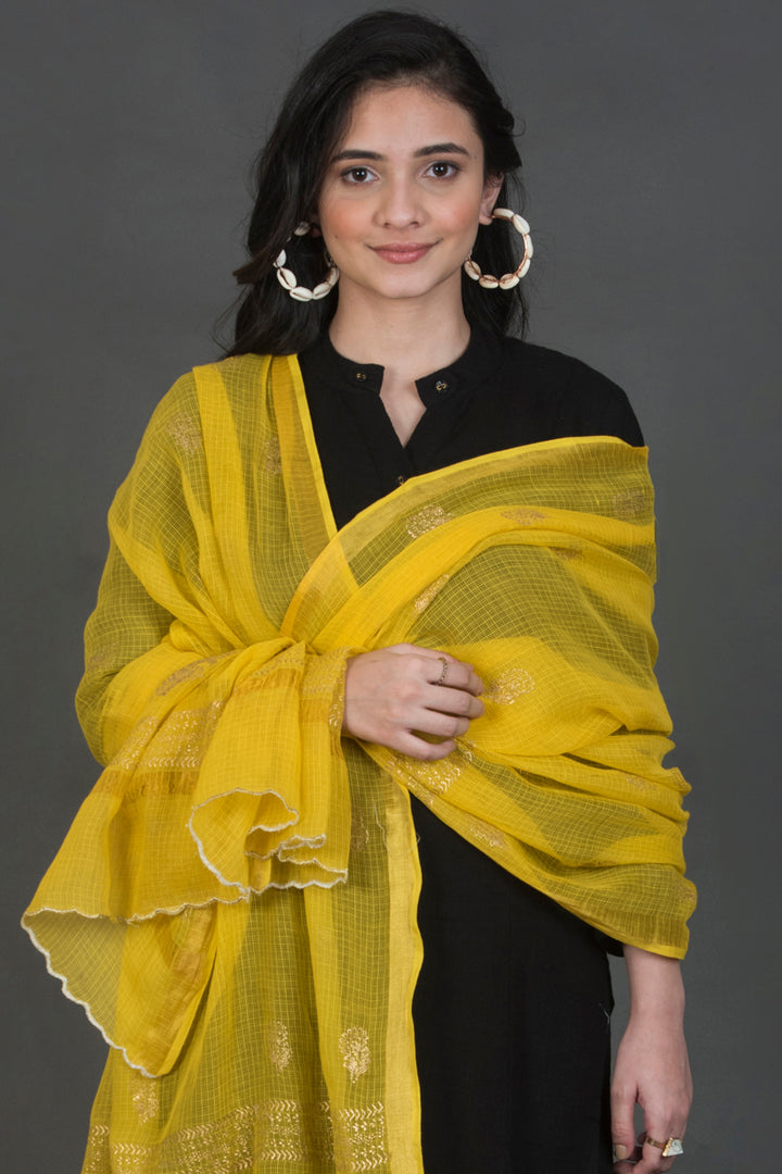 Yellow Kota Doria Dupatta