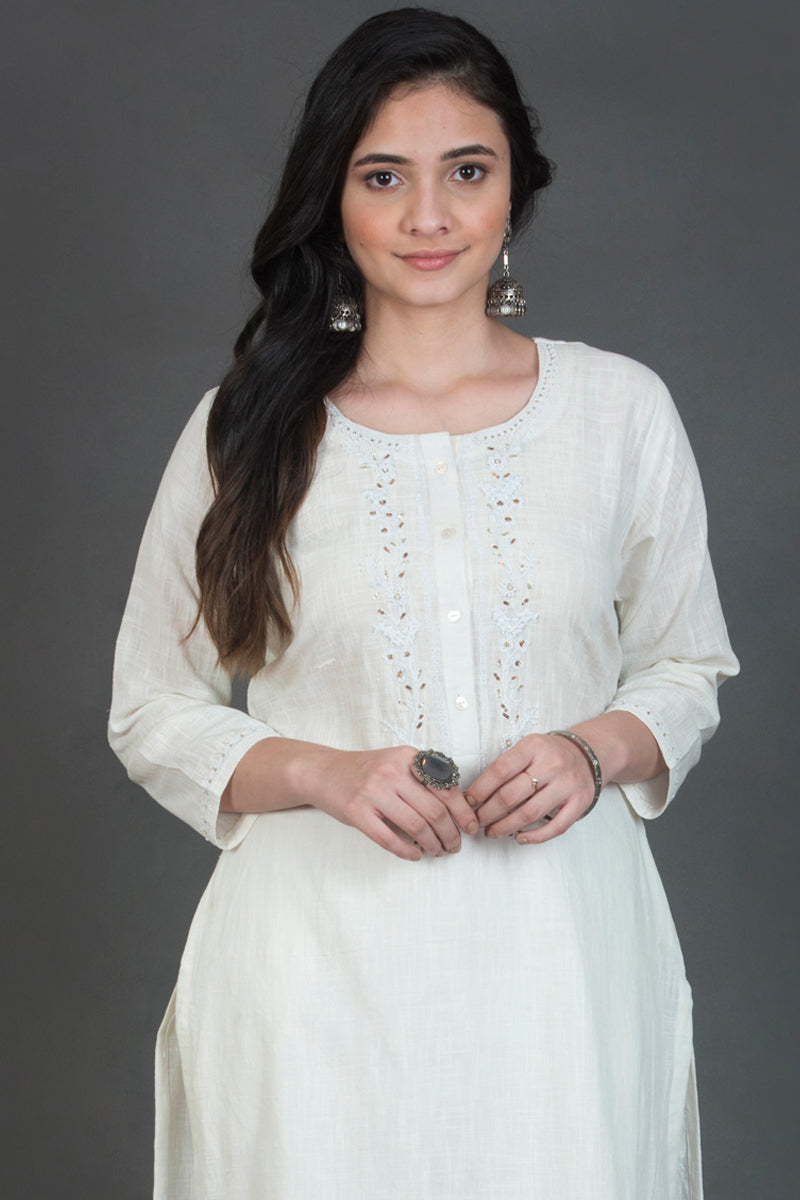 Embroidered Hand spun Kurta