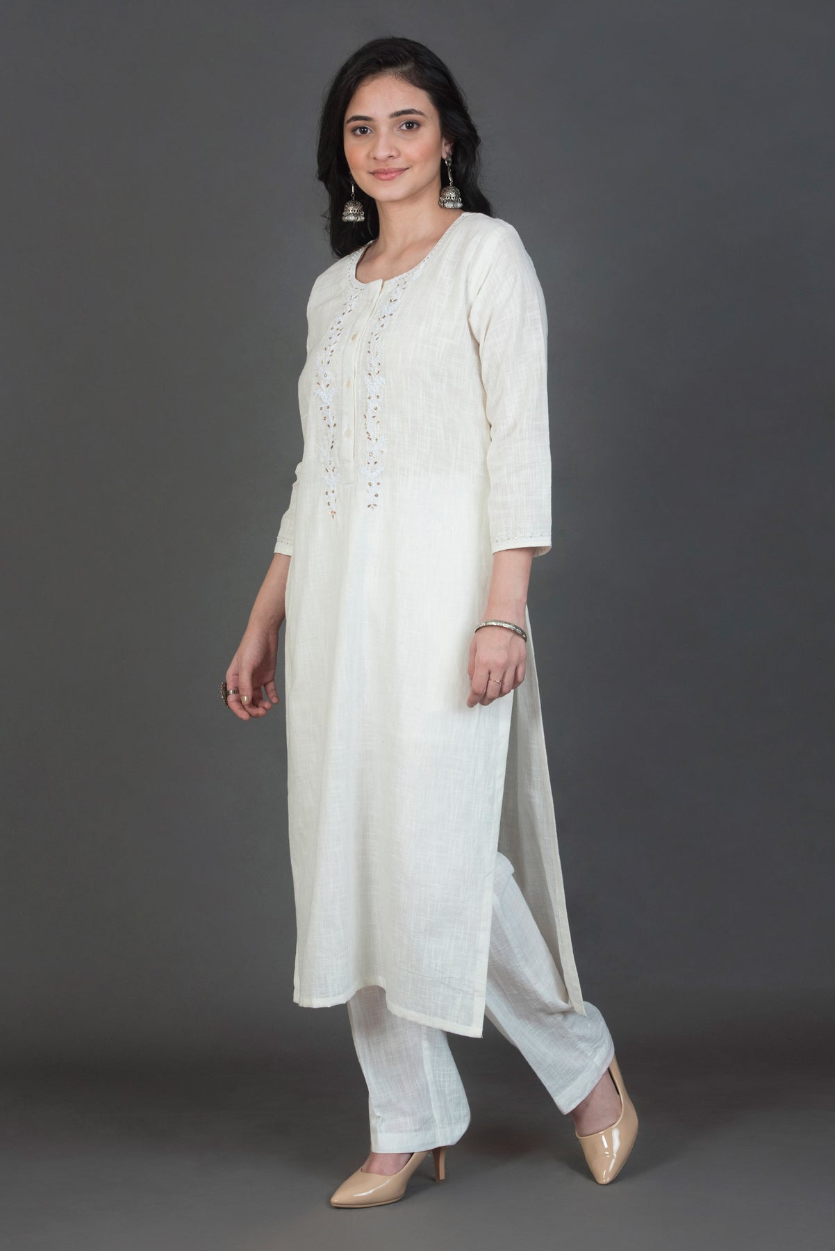 Pure Cotton Soft Khadi Embroidery Women Long Kurti / Women Long Kurta /  Upper Wear / Top