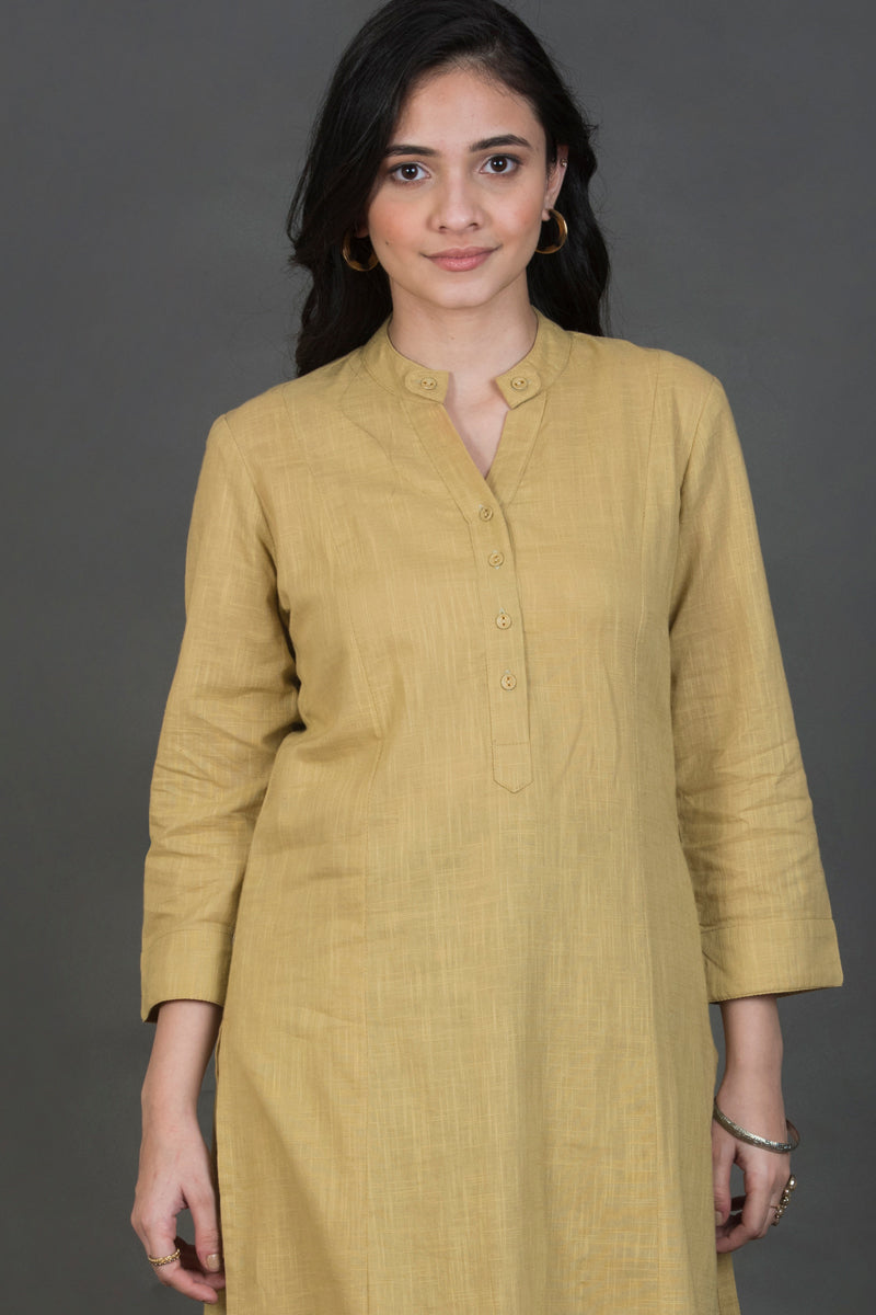 Slub Cotton Solid Kurta