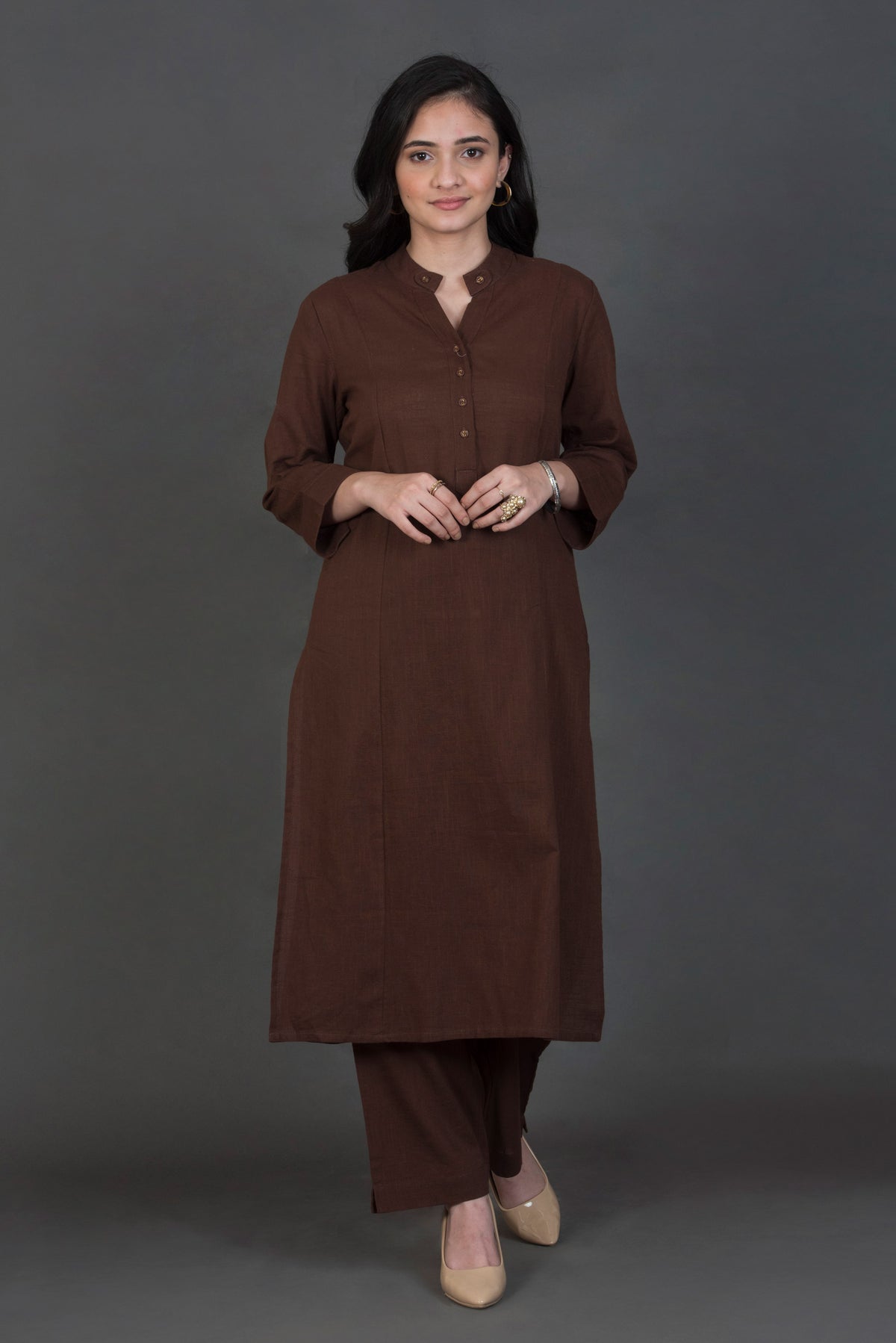 Slub Cotton Solid Kurta