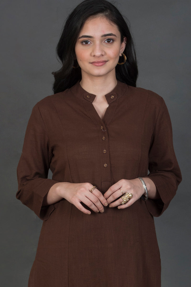 Slub Cotton Solid Kurta