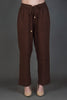 Brown Solid Pants with pocket