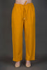 Yellow Solid Pants with pocket