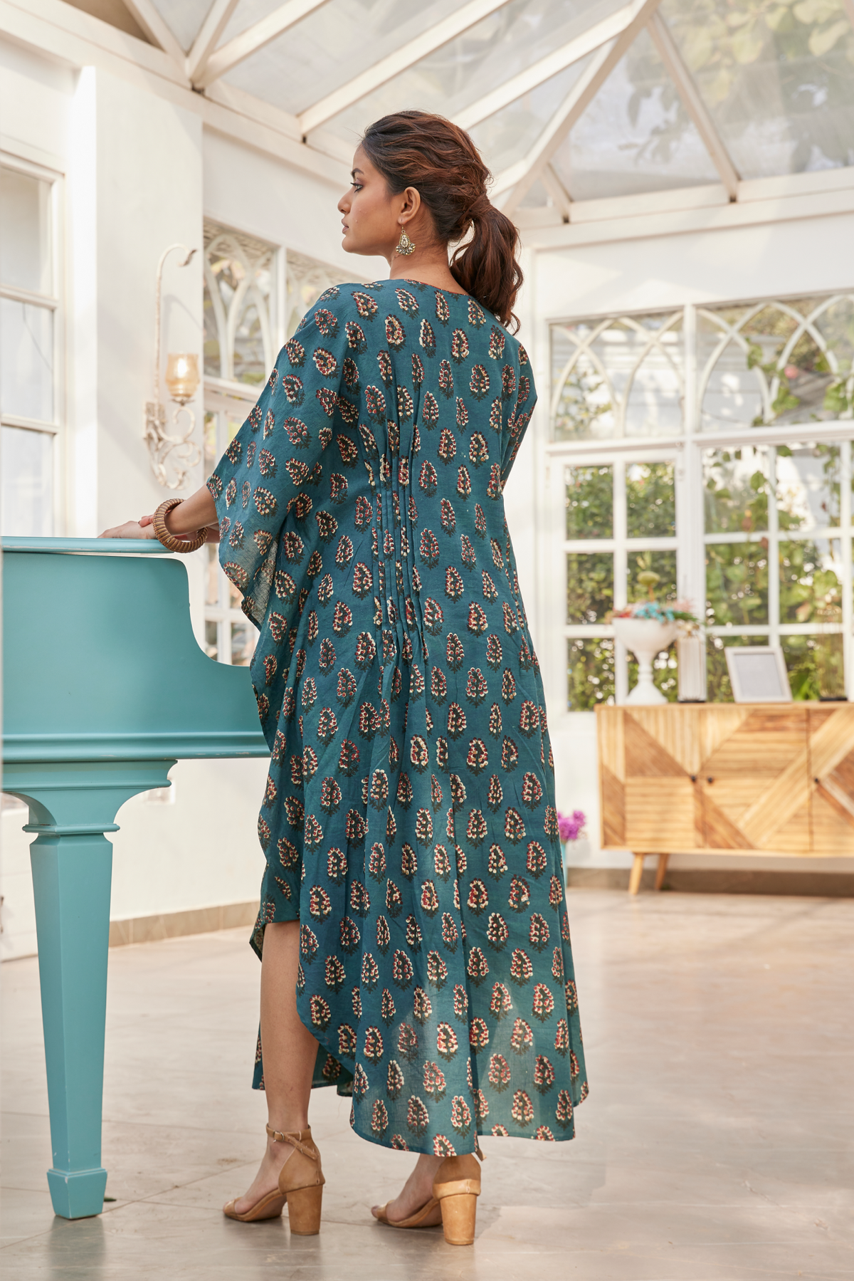 Blue Hand Block Print Kaftan