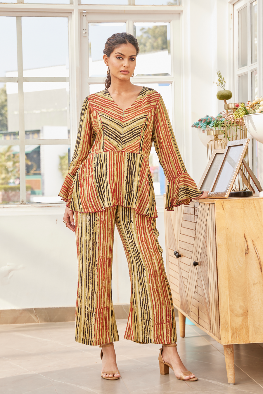 Muslin Bagru Hand Print Peplum Top