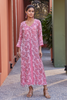 Sanganeri Paisley Print Front Slit Chiffon Dress