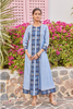 Blue Handwoven Cotton Kurta-Dress With Pockets