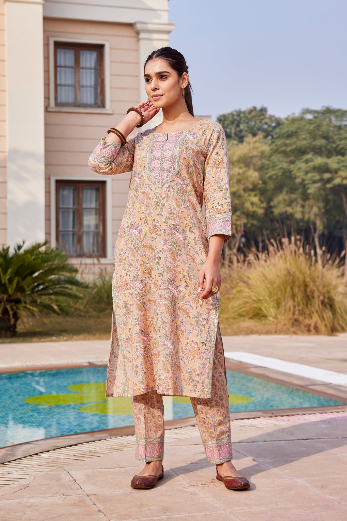 Sanganeri Floral Hand Block Print Kurta