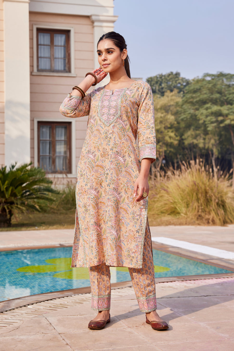 Sanganeri Floral Hand Block Print Kurta