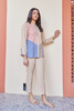 Colorblocked Chinese Collar Formal Shirt