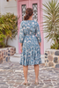 Turquoise Hand Block Print Fit And Flare Midi Dress