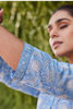 Light Blue Floral Hand Block Print Straight Kurta