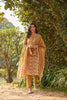 Mustard Block Printed Straight Kurta With Pink Butti