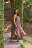 Ajrakh Hand Block Printed Sleeveless Ruffled Maroon Dress
