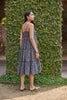 Handblocked Ajrak Printed Strappy & Tiered Midi Dress