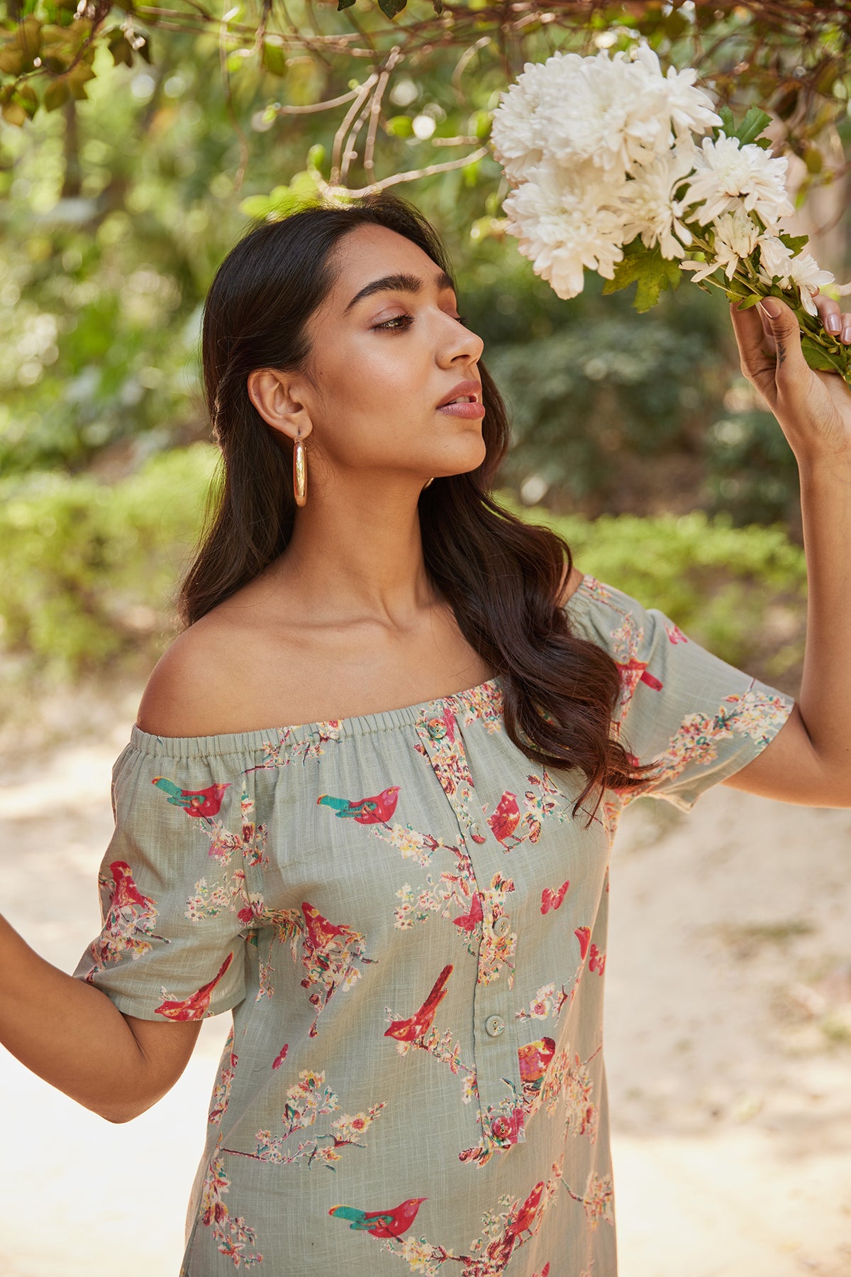 Tropical Print Sanganeri Ethnic Dress With Pockets
