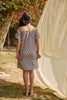Sanganeri Print Off-Shoulder/Boat Neck Knee Length Ethnic Dress With Pockets