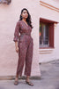 Hand blocked Ajrak Print Jumpsuit With Belt