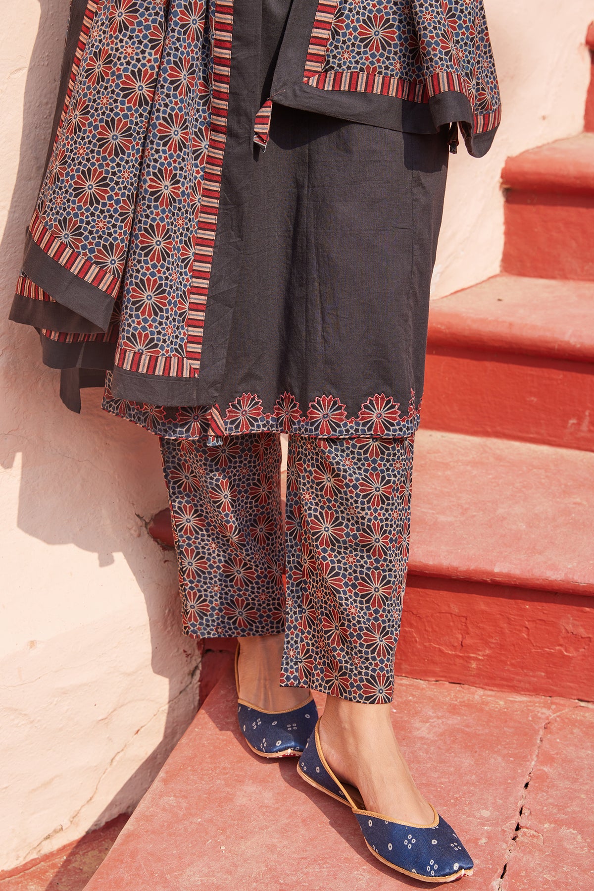 Ajrakh Hand Blocked Blue Ethnic Trousers