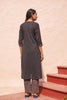 Solid Black Kurta With Embroidered Ajrakh Applique