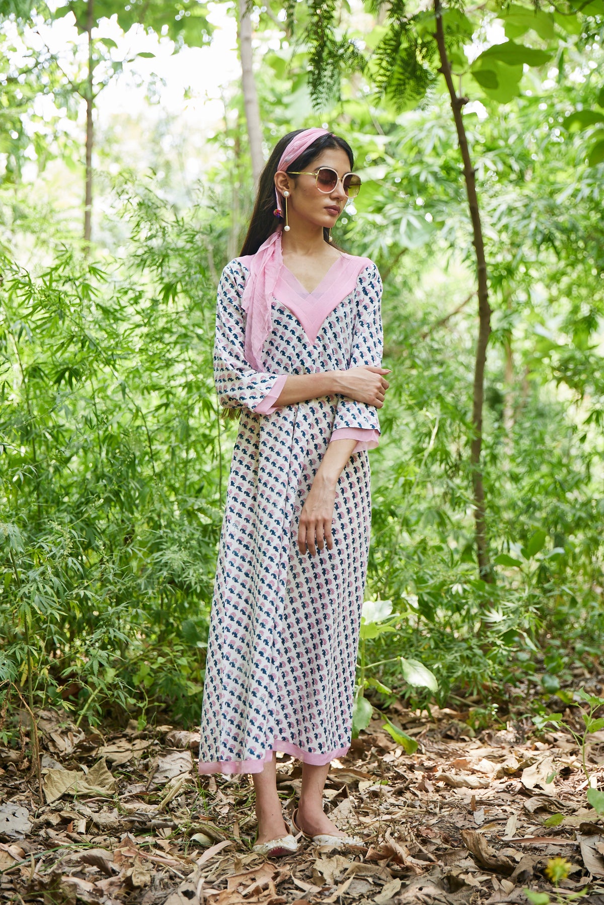 Hand Block Print White Maxi Dress