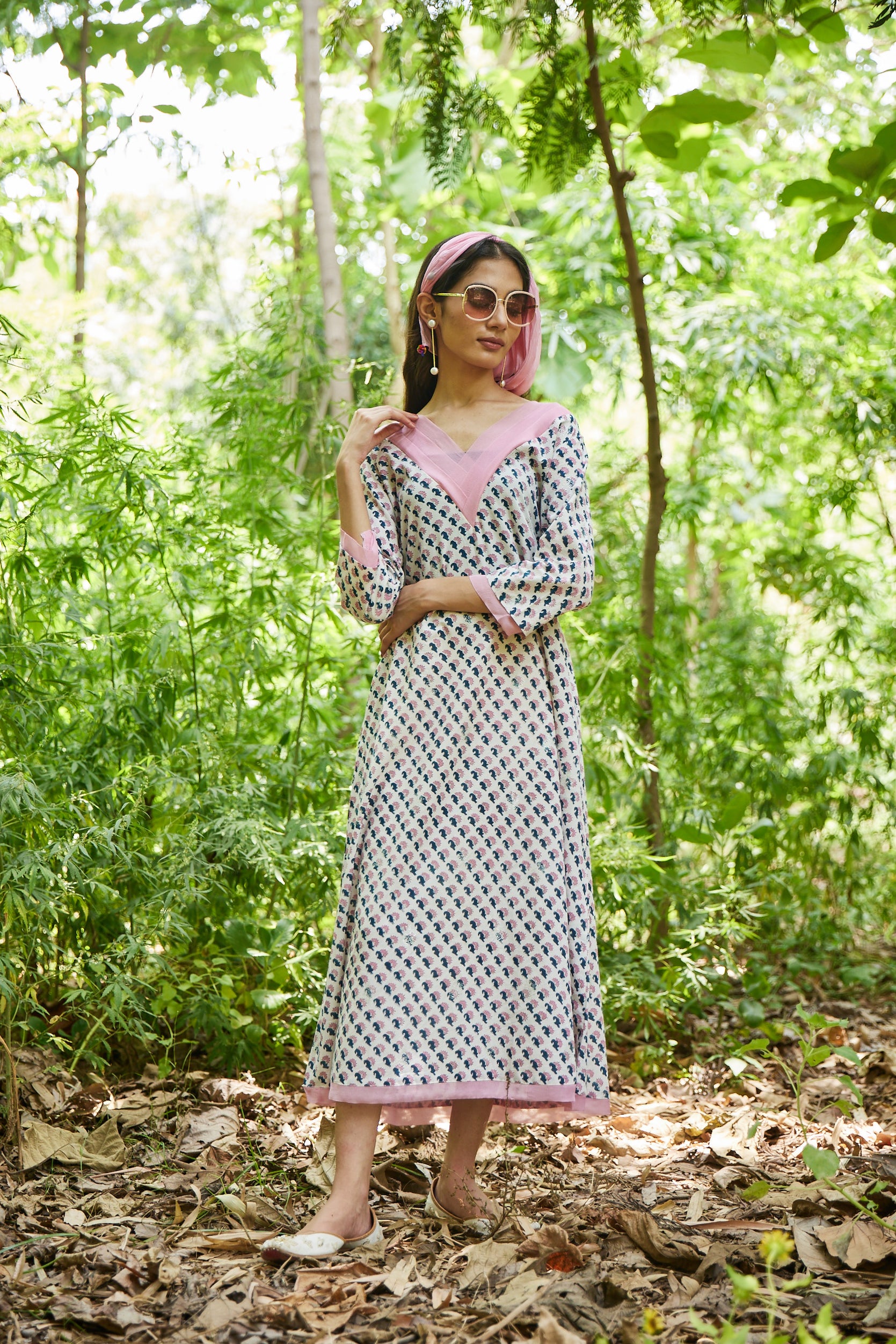 Hand Block Print White Maxi Dress