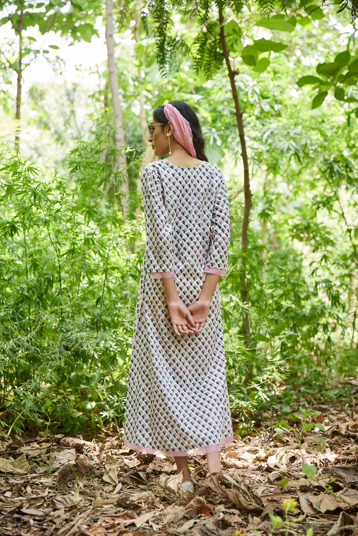 Hand Block Print White Maxi Dress