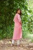 Pink Floral Print Kurta-Dress With Pockets